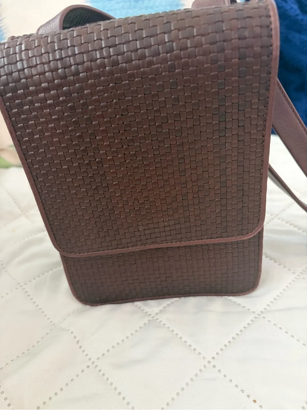 Vintage Cole Haan Brown Woven Leather Crossbody Bag